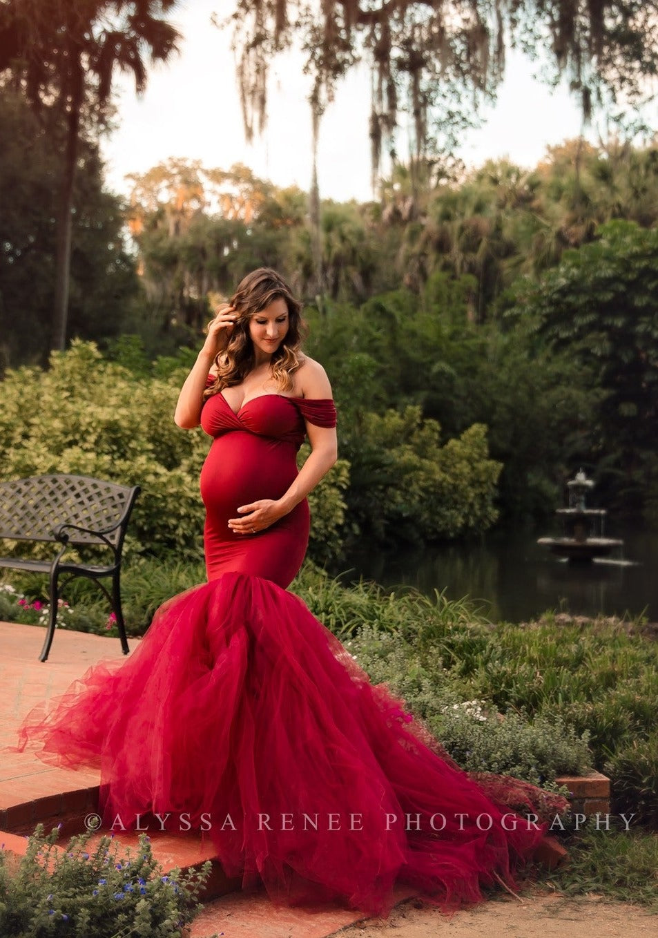 Garnet Red Ariel Maternity Photoshoot Dress Onesize