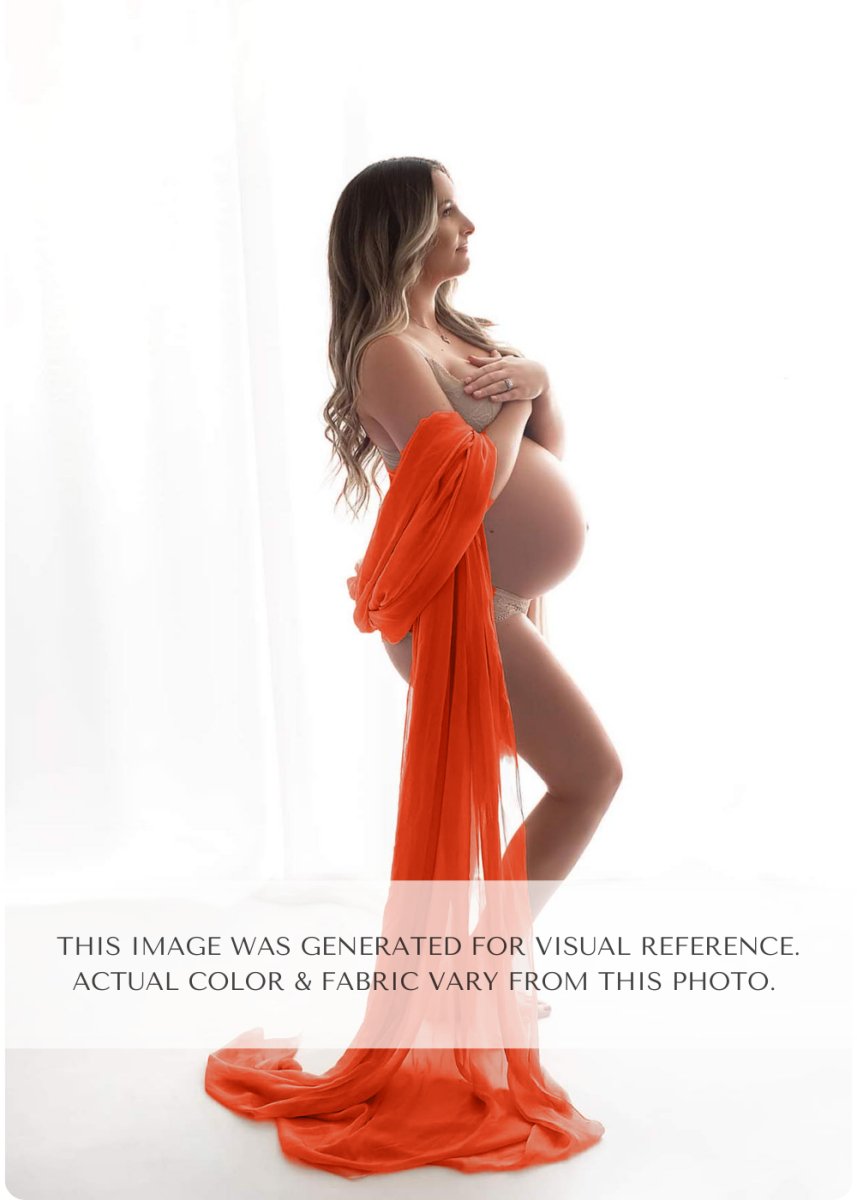 Sheer Maternity Drape Fabric| Tiger Orange Lightweight Chiffon Tossing –  Chicaboo