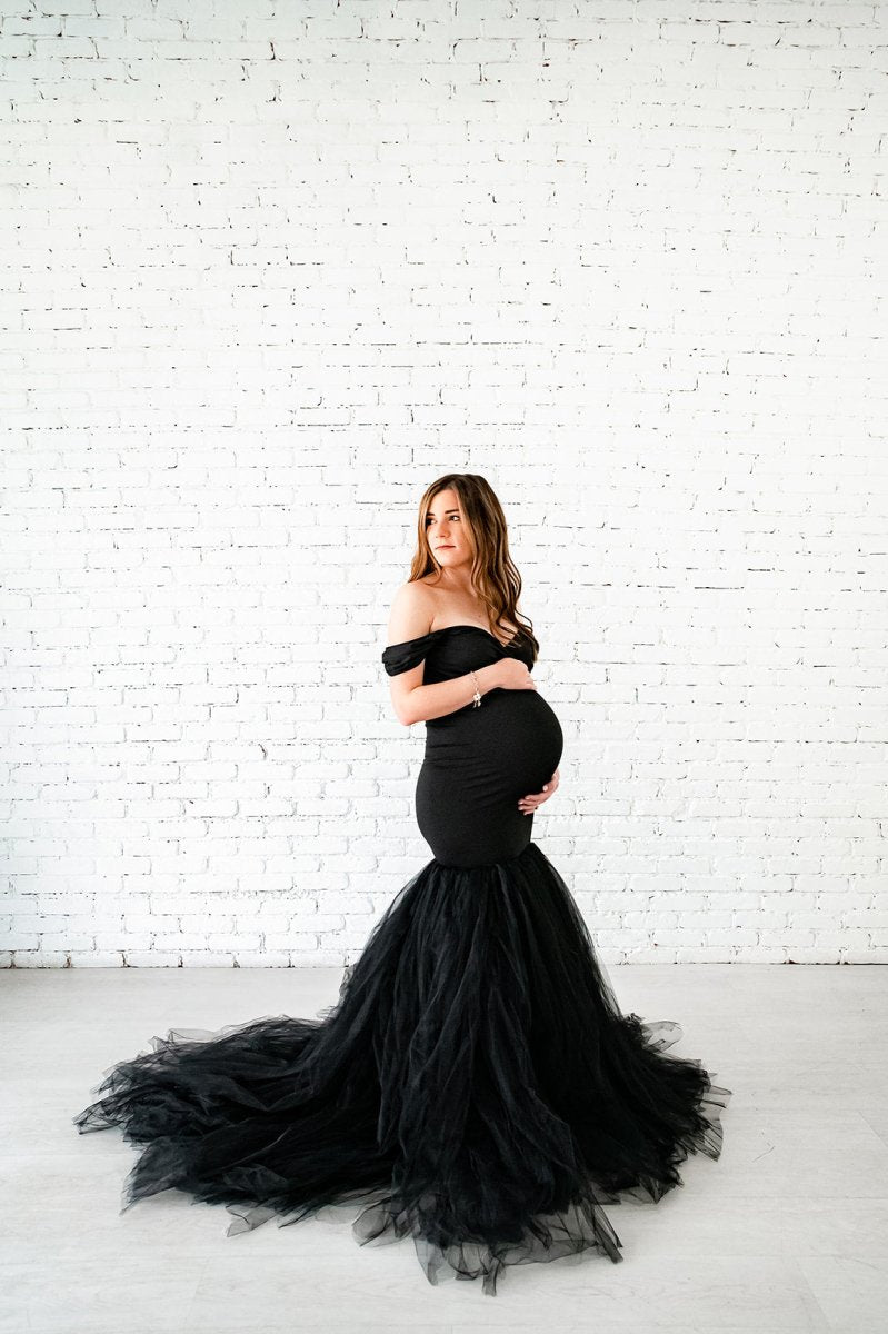 Black Onyx Ariel Maternity Photoshoot Dress Onesize - Chicaboo