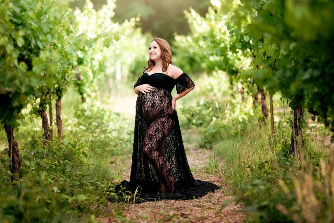 Black Sheer Lace {Willow} Maternity Gown - Chicaboo