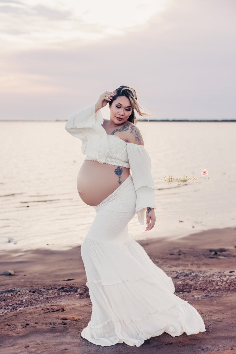 Carmen Boho Maternity Crop Top
