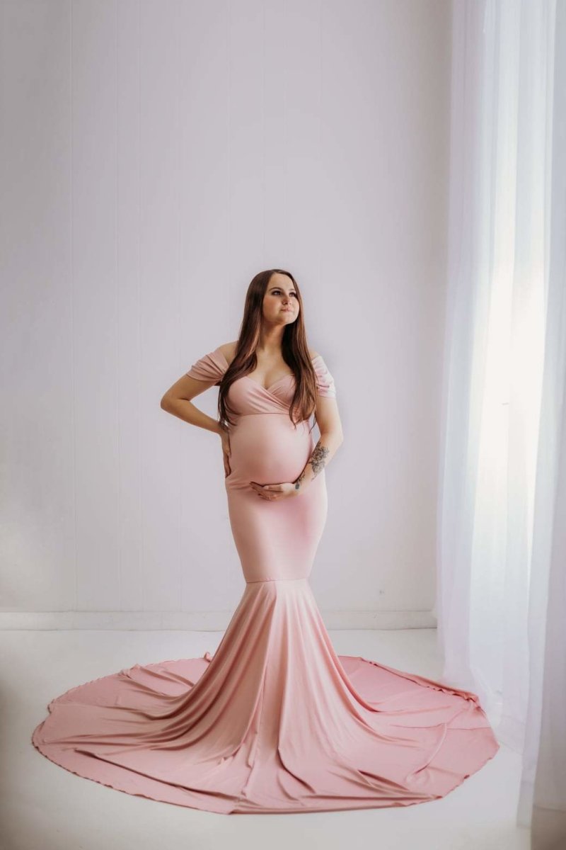 Dusty Pink Luxe Jersey {Athena} Maternity Gown - Chicaboo