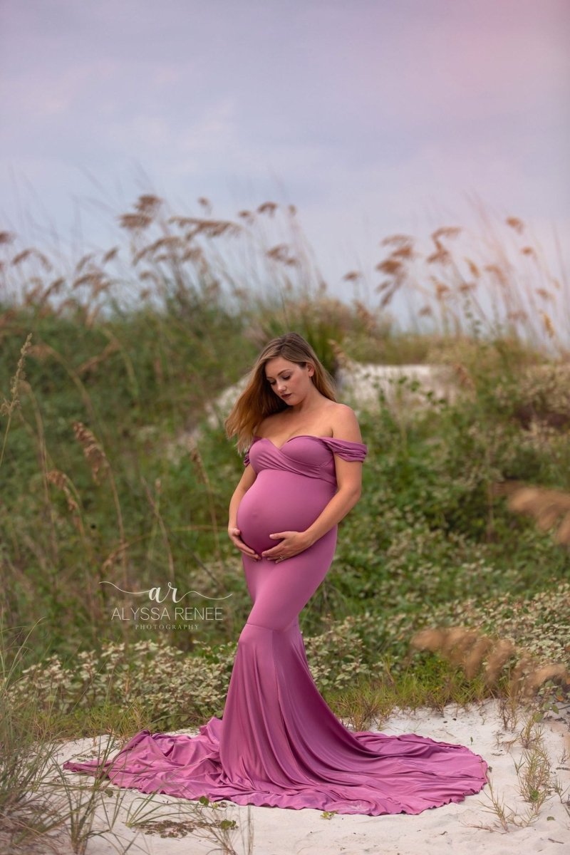 purple maternity dress Athena Maternity Photoshoot Dress