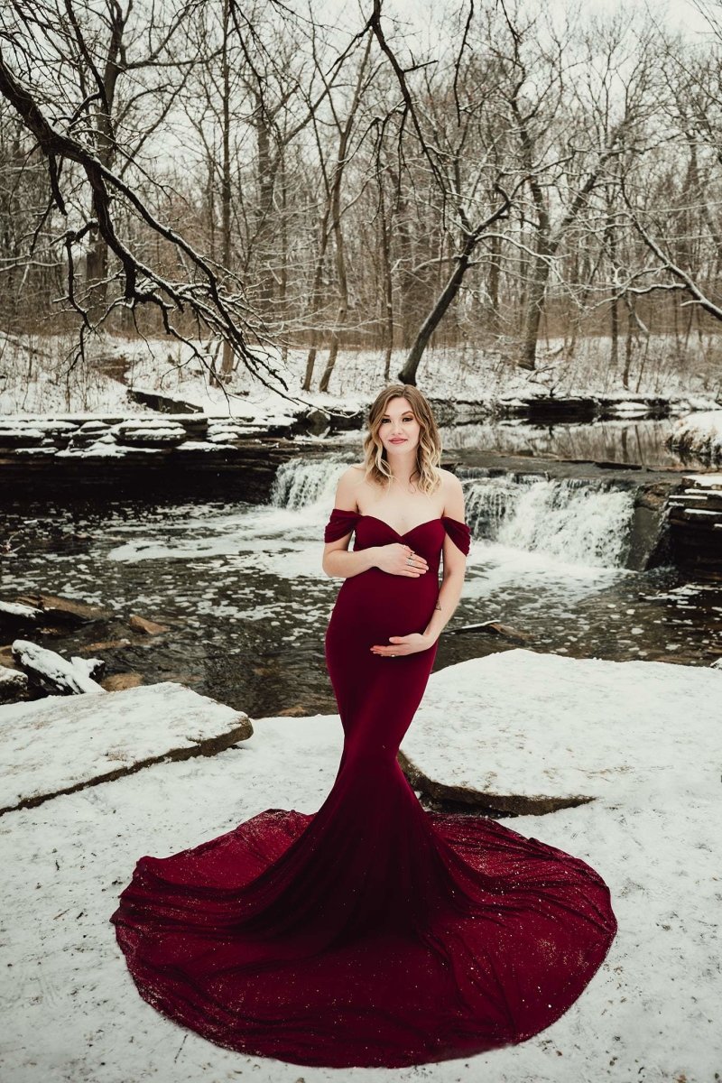 Athena Maternity Photoshoot Dress | Merlot Jersey Gown, Convertible, One Size Athena Maternity Photoshoot Dress | Merlot Jersey Gown, Convertible, One Size