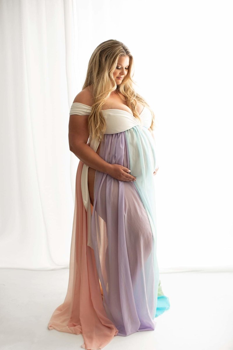 Miracle Rainbow Baby Maternity Skirt | Pastel Tones Full Circle Skirt With Adjustable Tie Waist, One Size Miracle Rainbow Baby Maternity Skirt | Pastel Tones Full Circle Skirt With Adjustable Tie Waist, One Size