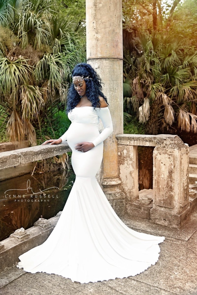 Pearl White Serena Maternity Photoshoot Gown One-Size