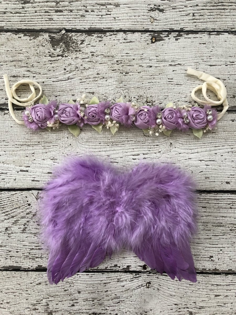 Purple - Wing and Tie Rosalie Headband set - Chicaboo