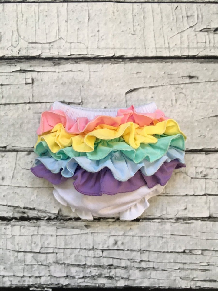 Rainbow and White Lace Bloomer- Ruffle Butt (choose color PASTEL or BRIGHT) - Chicaboo