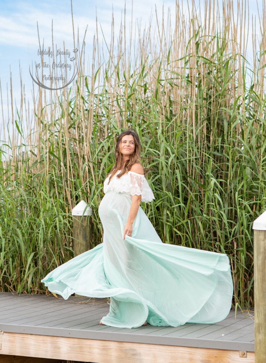 Chiffon Long Maternity Skirt | Sea Spray Full Circle Semi-Sheer for Photoshoot, One Size Chiffon Long Maternity Skirt | Sea Spray Full Circle Semi-Sheer for Photoshoot, One Size