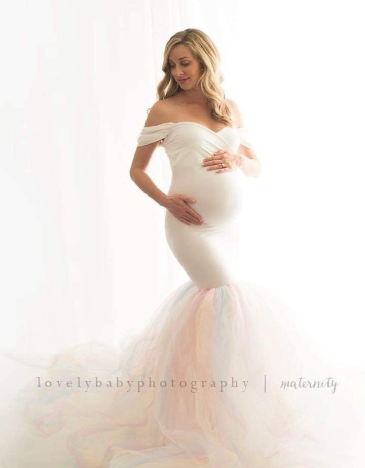 Ariel 2-Piece Maternity Photoshoot Dress | Jersey Top & Convertible Rainbow Tulle Tube Skirt, One Size Ariel 2-Piece Maternity Photoshoot Dress | Jersey Top & Convertible Rainbow Tulle Tube Skirt, One Size