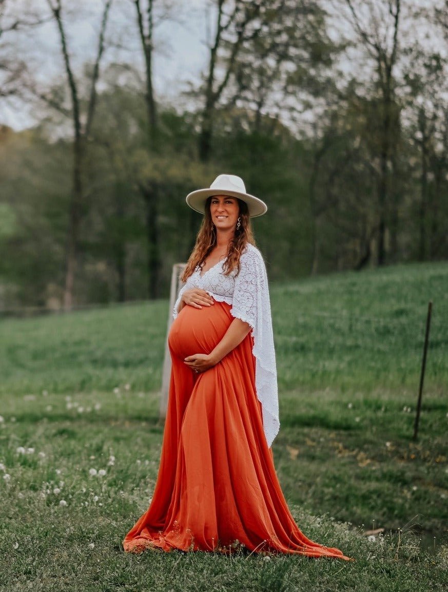 Terra Cotta Rose Chiffon Full Circle Maternity Skirt One-Size – Chicaboo
