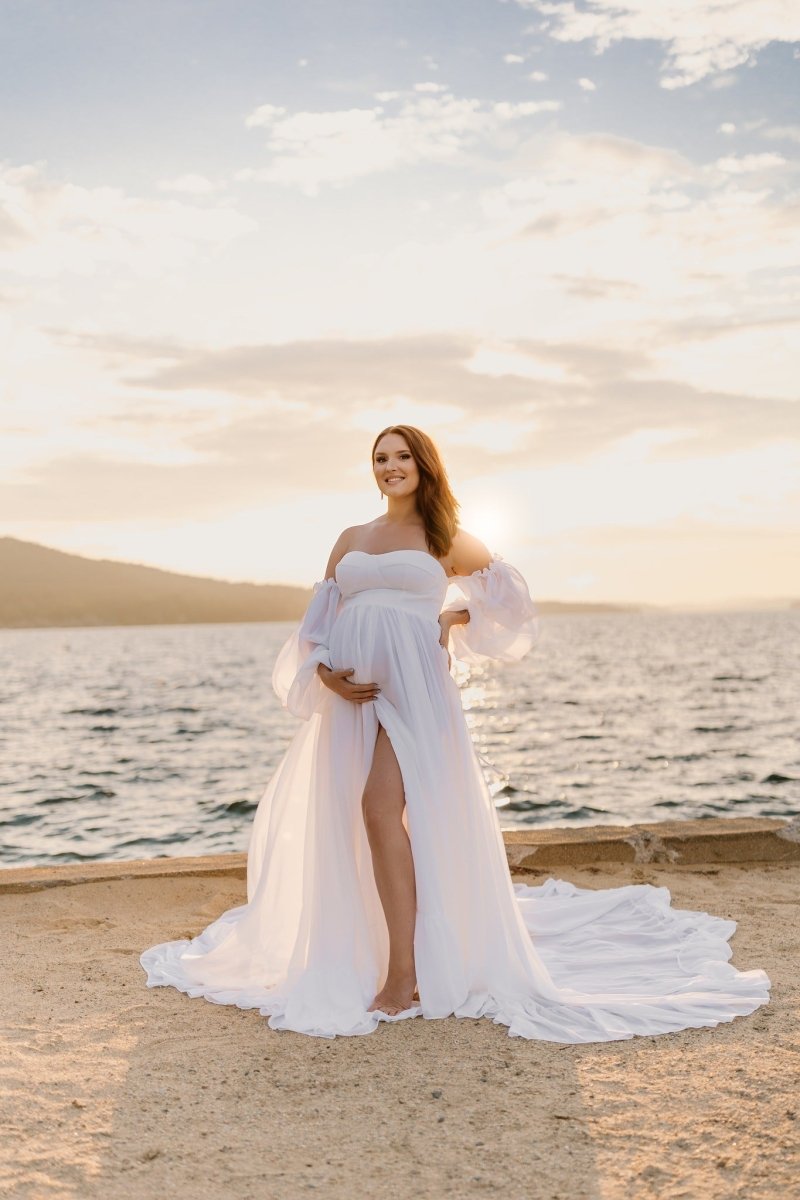 belly wedding dress Wren Maternity Photoshoot Gown