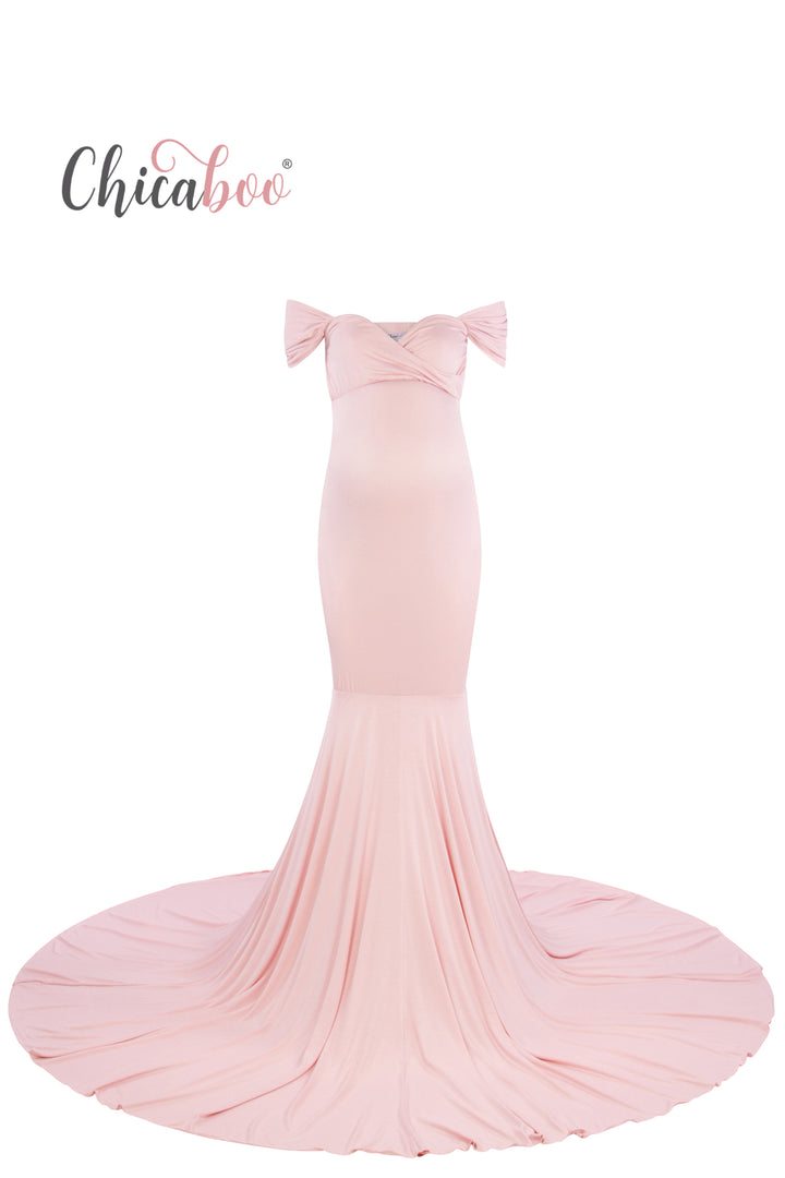 Athena Maternity Photoshoot Dress | Ballet Pink Jersey Gown, Convertible, One Size