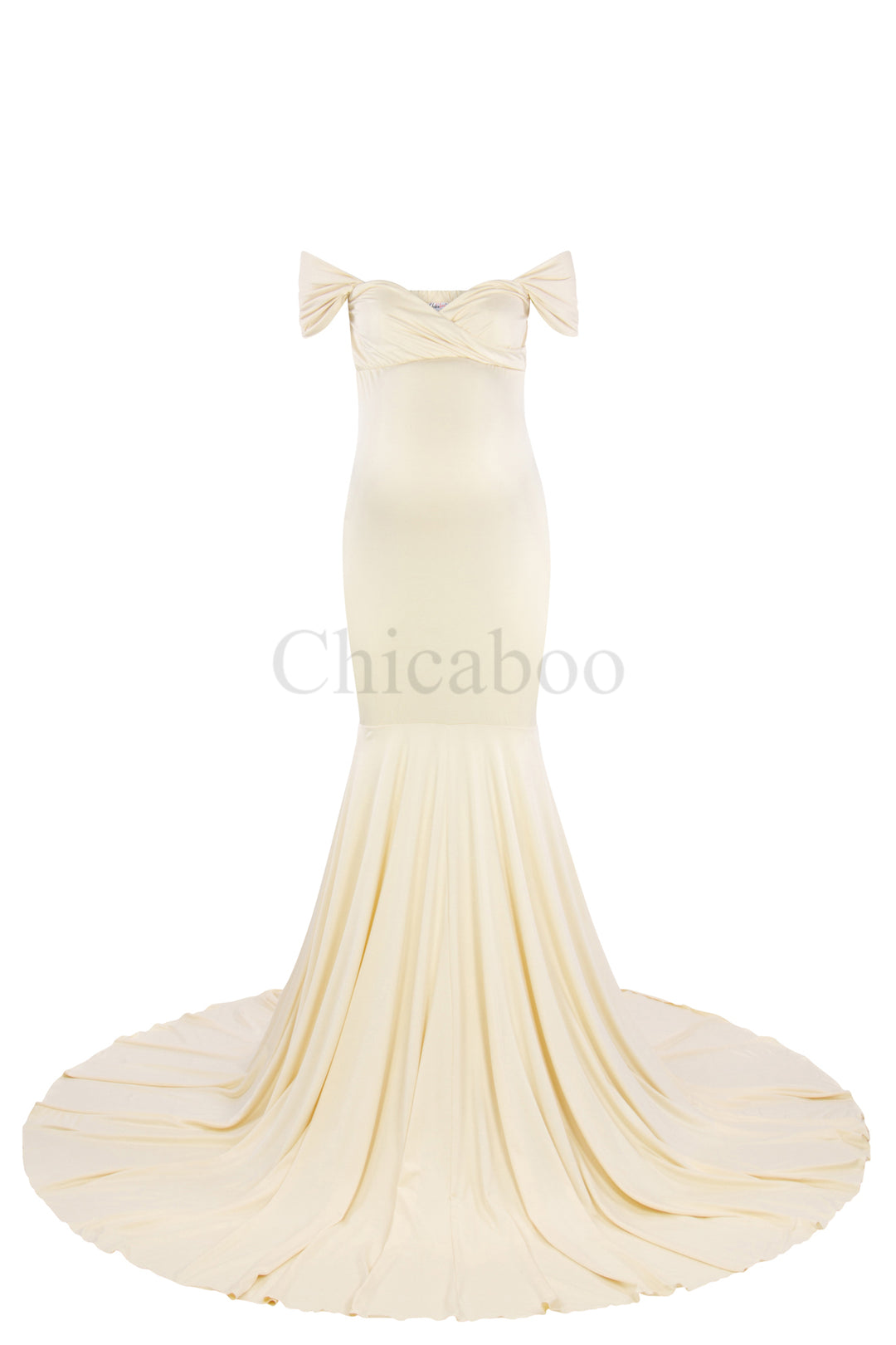 Athena Maternity Photoshoot Dress | Cream Jersey Gown, Convertible, One Size