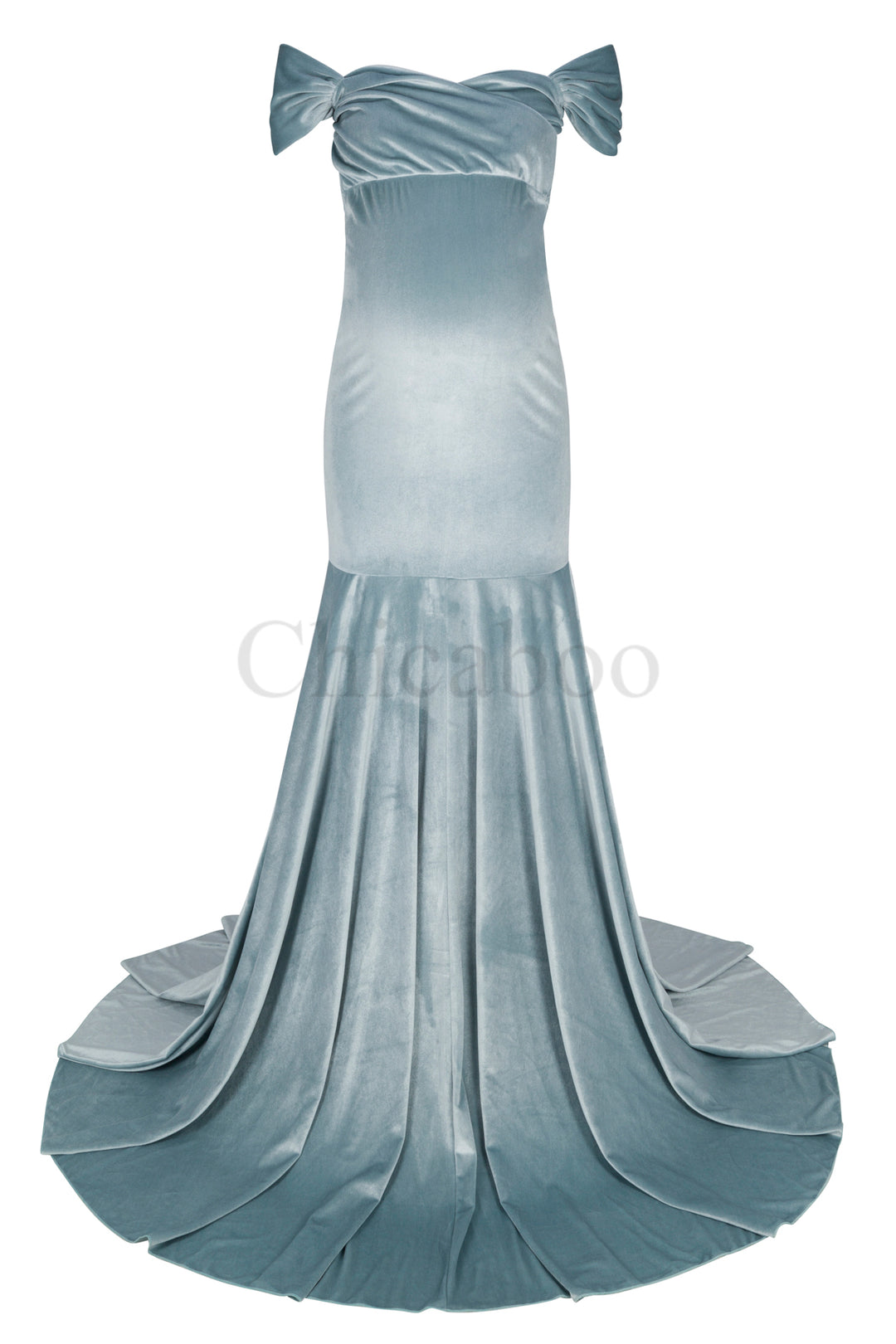 Ice Blue Velvet Athena Maternity Photoshoot Gown One-Size