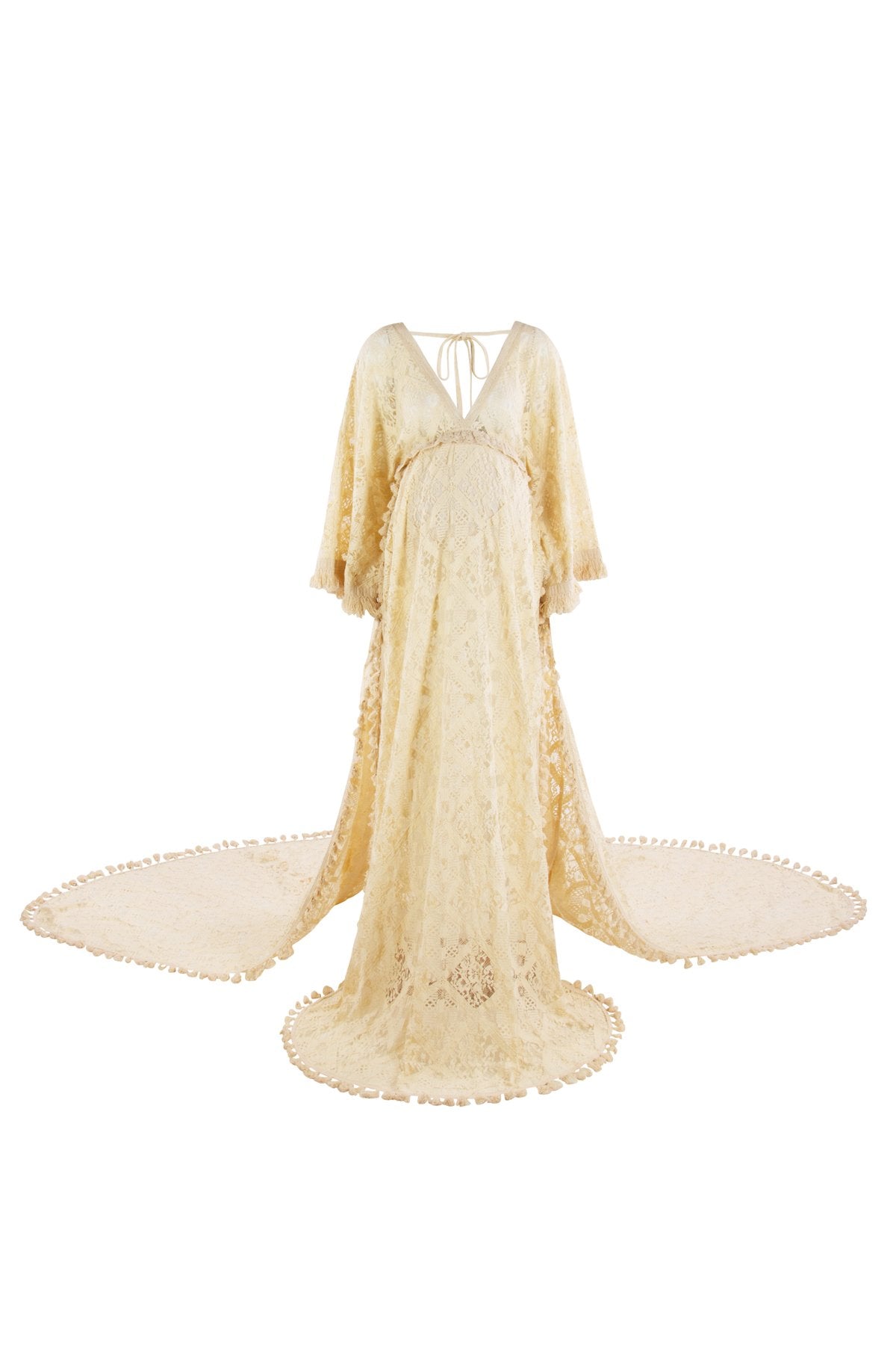 ワンピース andmary Ivy loose set up beige Ivy Maternity Photoshoot Dress | Boho Beige Lace Gown, Unlined w