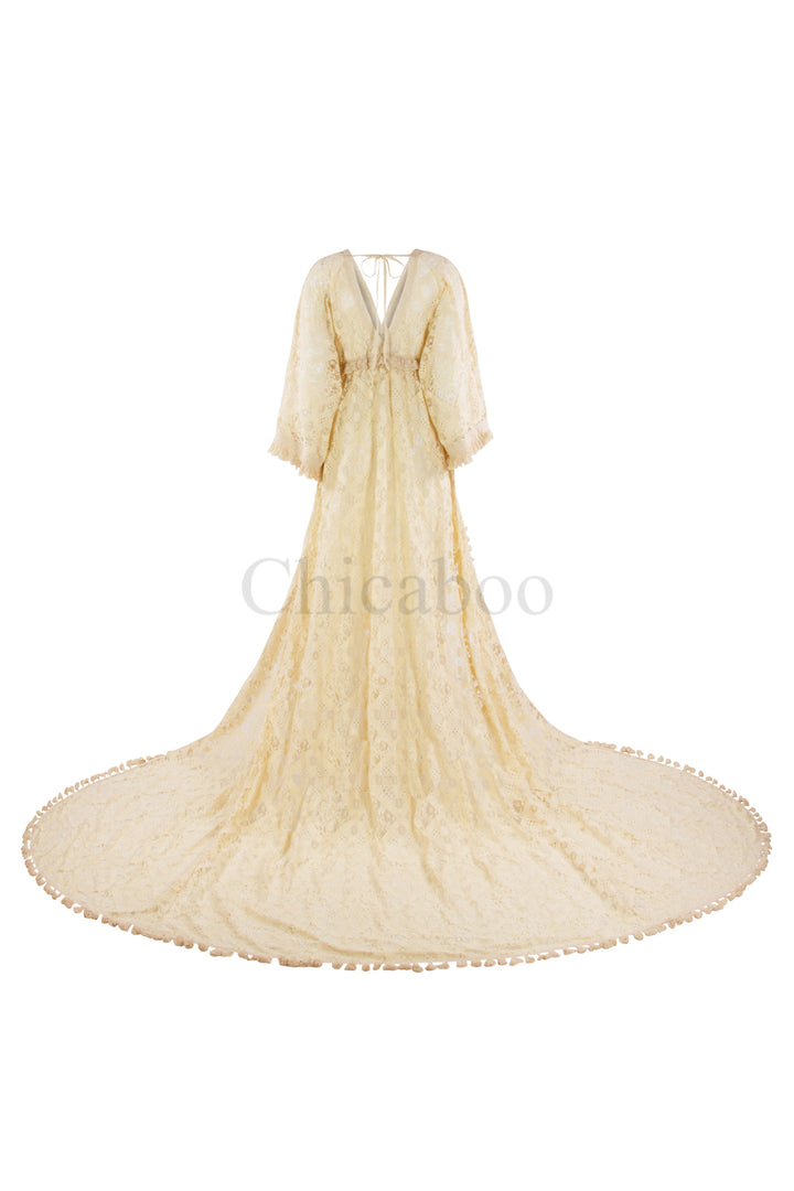 Ivy Lace Gown in Vintage Beige -Unlined Lace  (Size 4-14)