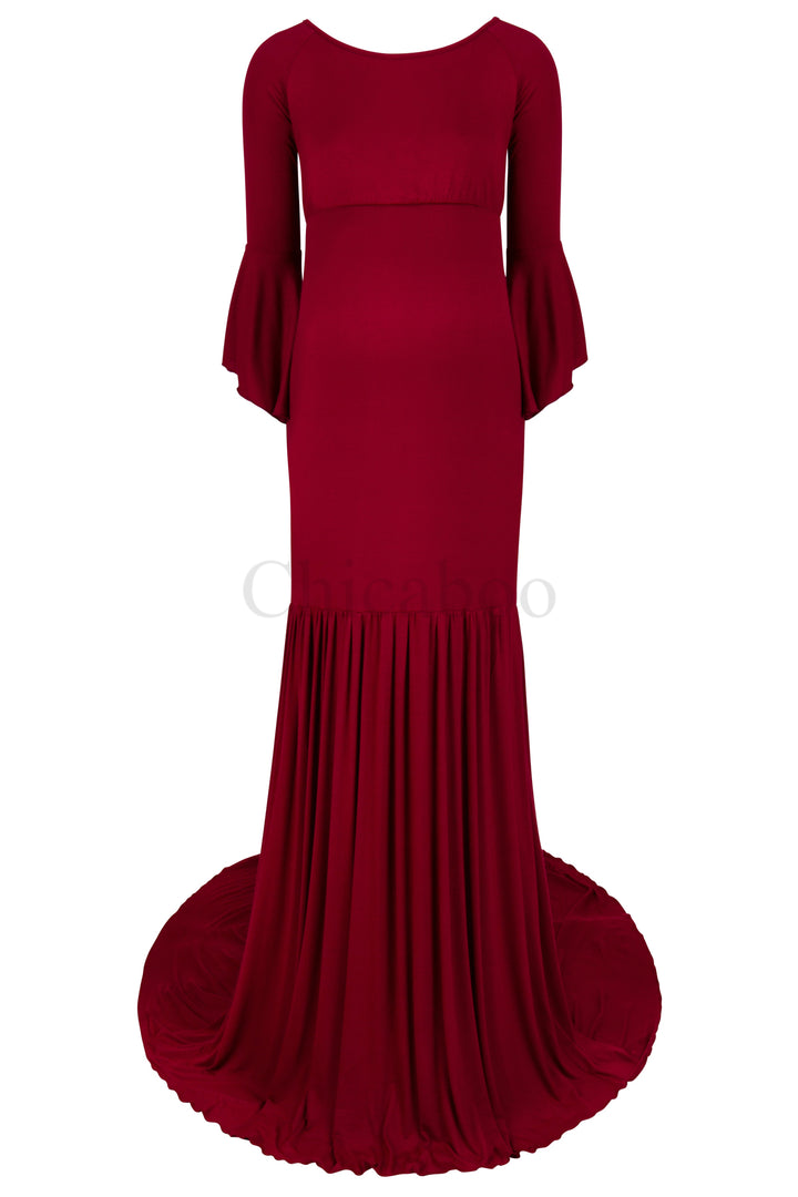 Merlot Signature Jersey {Juliet} Bell Sleeve Maternity Gown