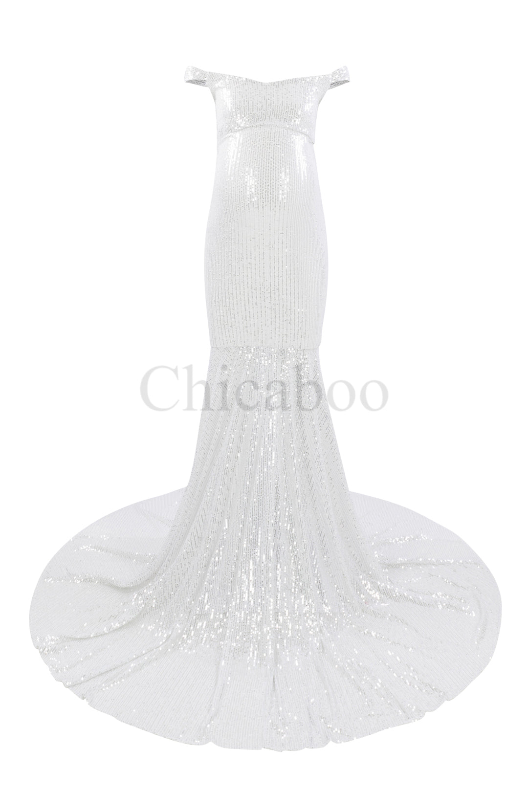 Penelope Maternity Photoshoot Gown | Silver Stretch Sequin Dress, One Size Penelope Maternity Photoshoot Gown | Silver Stretch Sequin Dress, One Size