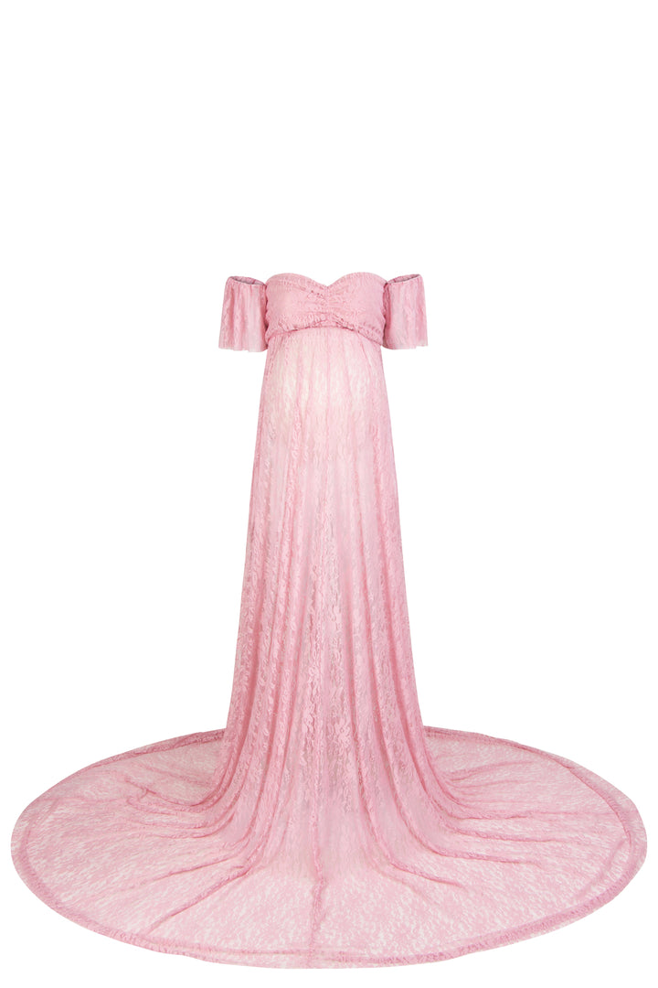 Dusty Rose Sheer Lace {Willow} Maternity Gown