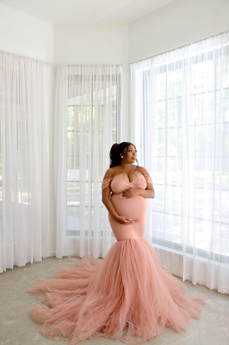 Ariel 2-Piece Maternity Photoshoot Dress | Rosegold Jersey Top & Convertible Tulle Tube Skirt, One Size Ariel 2-Piece Maternity Photoshoot Dress | Rosegold Jersey Top & Convertible Tulle Tube Skirt, One Size