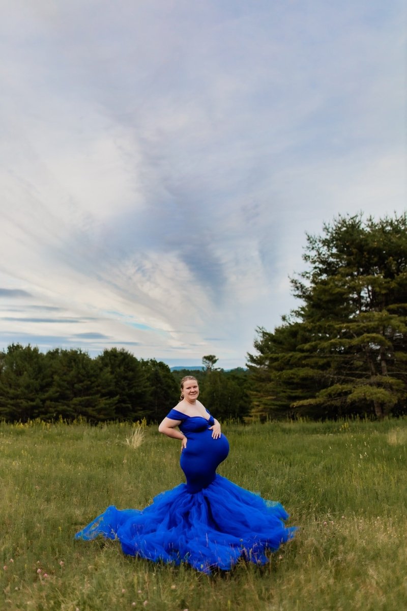 Ariel 2-Piece Maternity Photoshoot Dress | Royal Blue Jersey Top & Con Chicaboo Ariel 2-Piece Maternity Photoshoot Dress | Royal Blue Jersey Top & Con Chicaboo