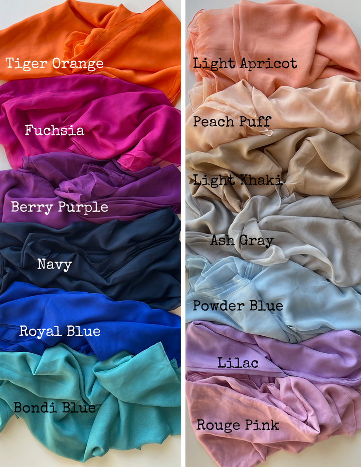 Choose Color Lightweight Chiffon Drape Tossing Fabric (finished edges)