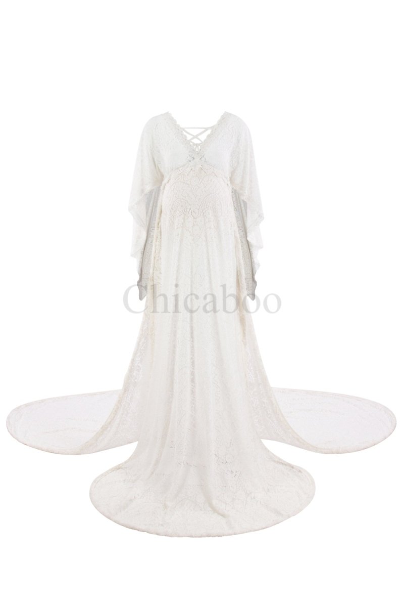 Cora Maternity Photoshoot Dress | Boho White Lace Gown, Unlined w/ Sid Chicaboo Cora Maternity Photoshoot Dress | Boho White Lace Gown, Unlined w/ Sid Chicaboo
