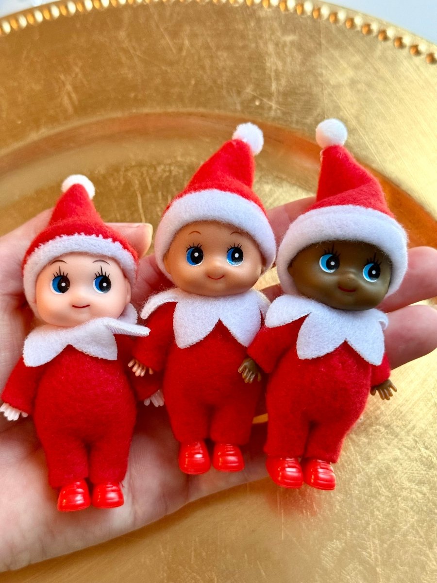 Elfkins™ Mini Posable Christmas Elf • Baby Elf • Elf Mini • Stocking Stuffer Choose Skintone - Chicaboo