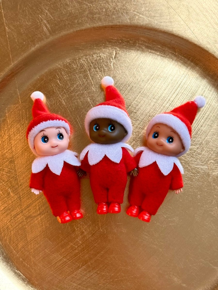 Elfkins™ Mini Posable Christmas Elf • Baby Elf • Elf Mini • Stocking Stuffer Choose Skintone - Chicaboo
