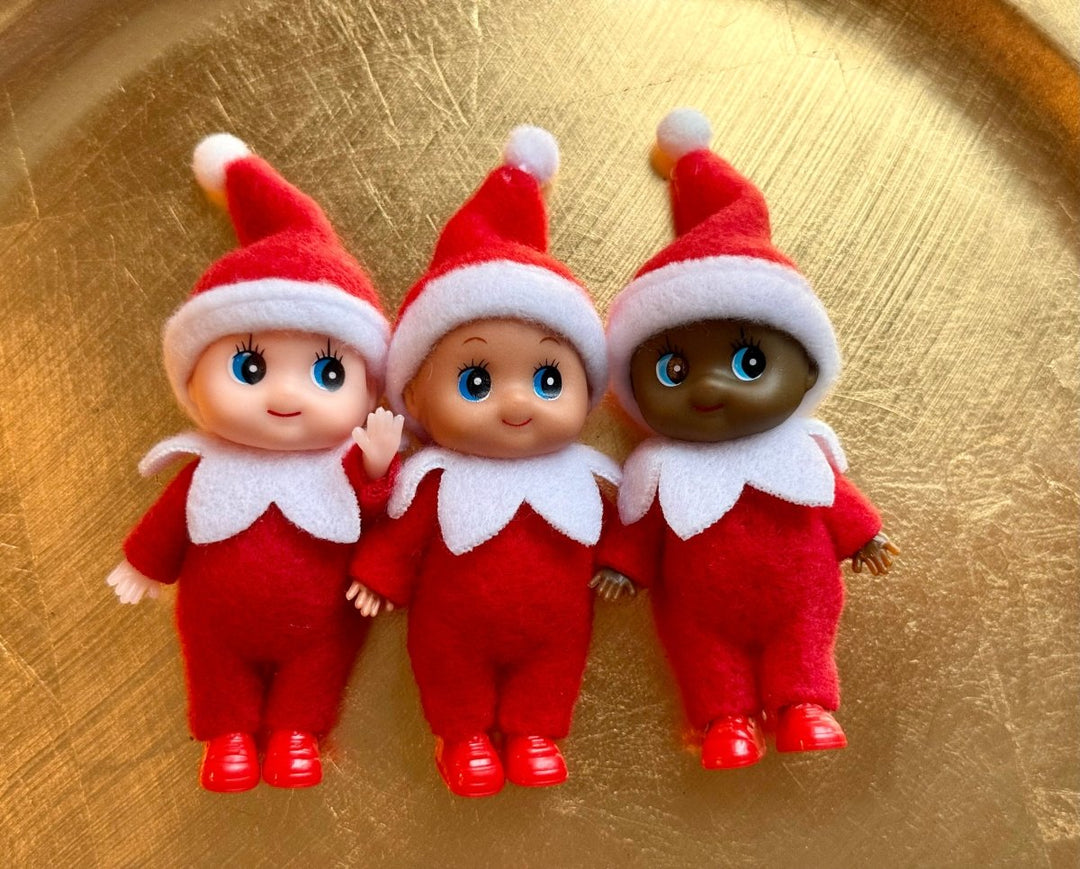 Elfkins™ Mini Posable Christmas Elf • Baby Elf • Elf Mini • Stocking Stuffer Choose Skintone - Chicaboo