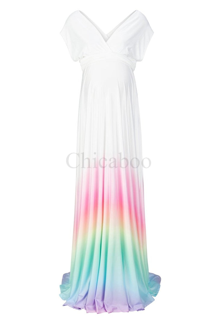 Eternity Maternity Wrap Dress | Rainbow Baby Infinity Gown for Baby Shower, Convertible, One Size - Chicaboo