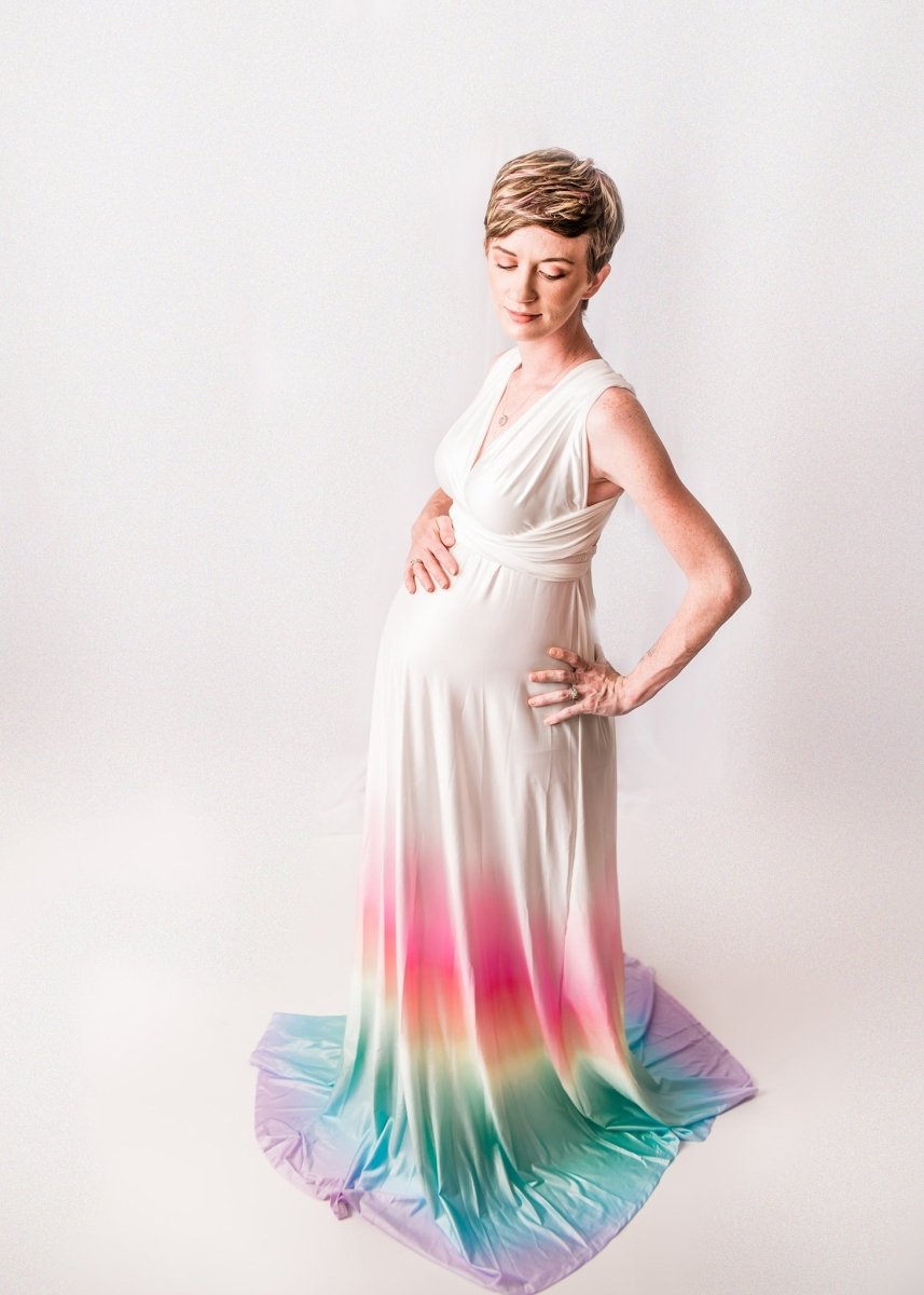 Eternity Maternity Wrap Dress | Rainbow Baby Infinity Gown for Baby Shower, Convertible, One Size - Chicaboo
