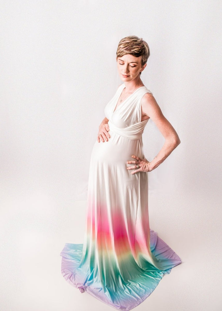Eternity Maternity Wrap Dress | Rainbow Baby Infinity Gown for Baby Shower, Convertible, One Size - Chicaboo
