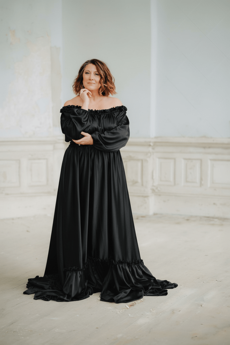 black maternity photoshoot dress Bhome Maternity Dress for Photoshoot Cut-Out Backless Side Split Maternity Maxi Gown for Photoshoot Black S at Amazon Women's Clothing store