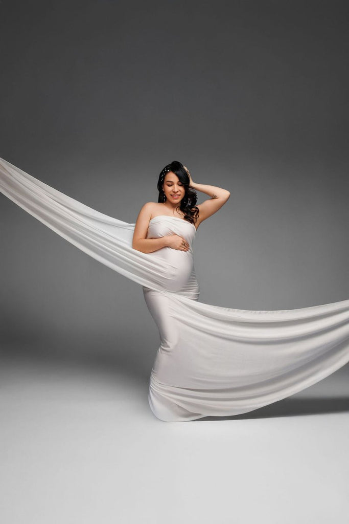 princess polly baby blue dress Kayla + Mary's Winter Maternity Session main image 0