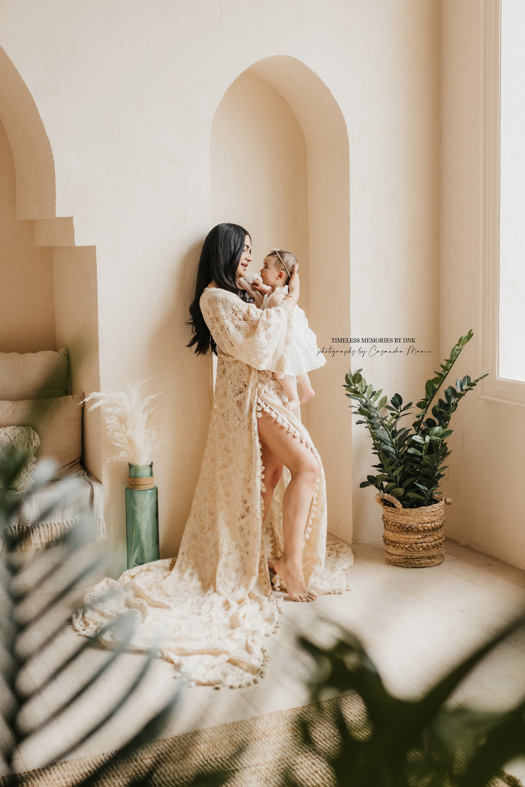 Ivy Maternity Photoshoot Dress | Boho Beige Lace Gown, Unlined w/ Side Chicaboo Ivy Maternity Photoshoot Dress | Boho Beige Lace Gown, Unlined w/ Side Chicaboo