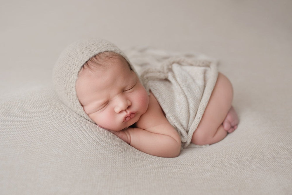 Knit Newborn Bonnet | Vanilla, Rosegold, Purple or Iris Photo Prop Hat - Chicaboo