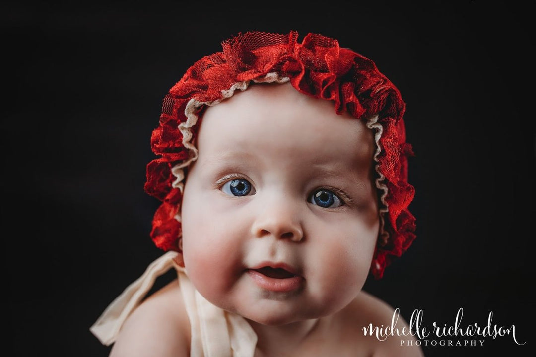 Lace Ruffle Sitter Bonnet | Aqua Infant & Toddler Photo Prop - Chicaboo