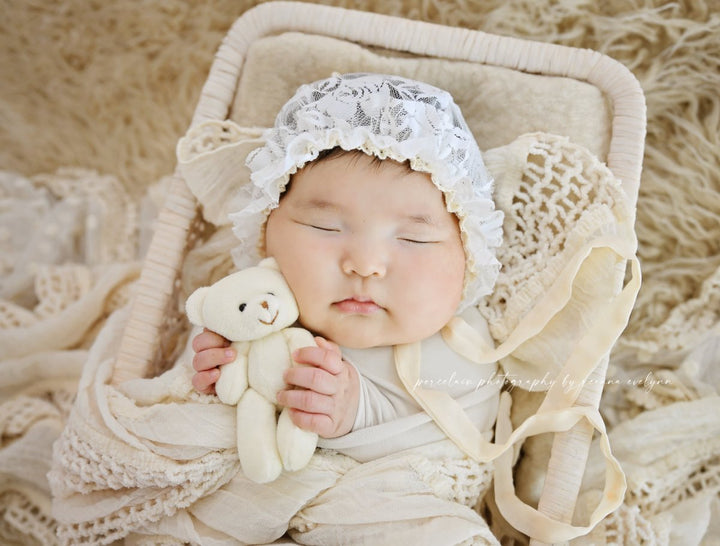 Lace Ruffle Sitter Bonnet | Aqua Infant & Toddler Photo Prop - Chicaboo