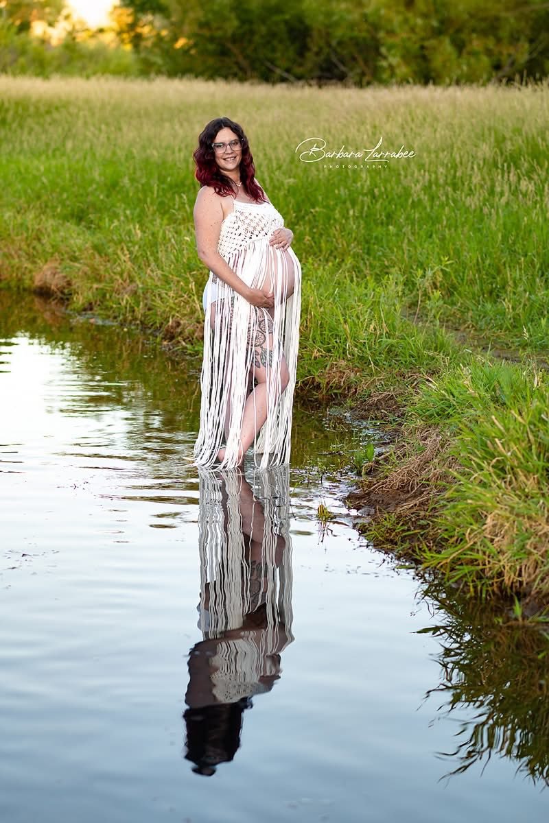 Maura Macram Maternity Photoshoot Dress| Warm White Jersey Rope, Halt Chicaboo Maura Macram Maternity Photoshoot Dress| Warm White Jersey Rope, Halt Chicaboo