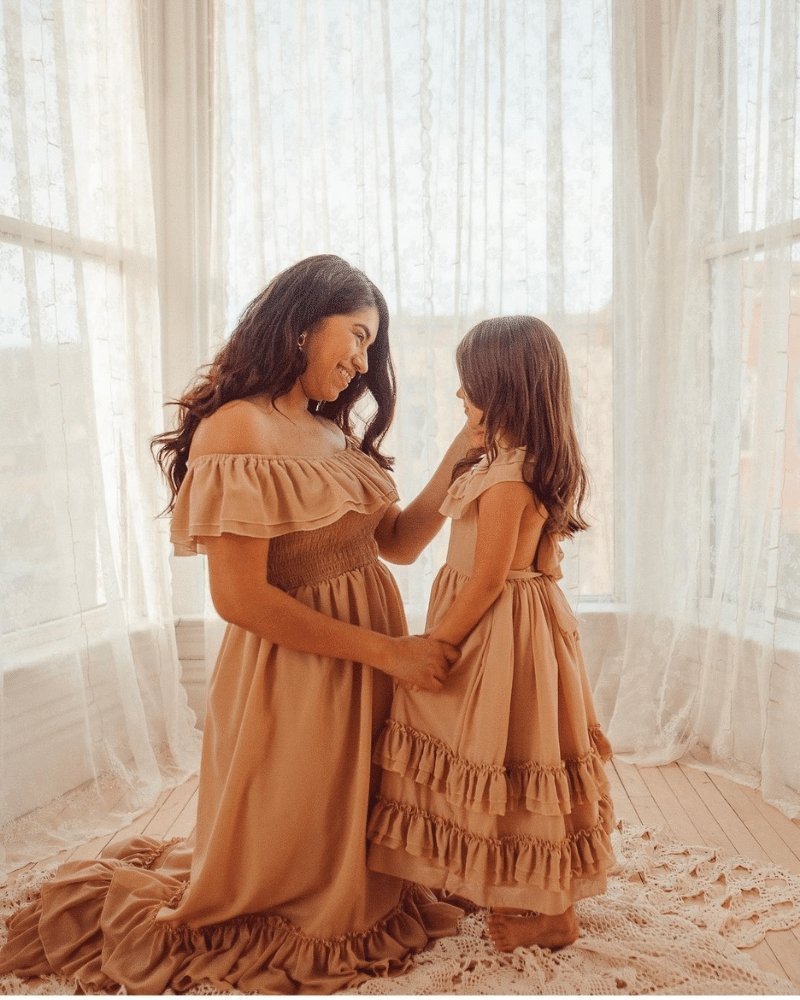 Nellie Ruffle Maxi Dress - Champagne - Chicaboo