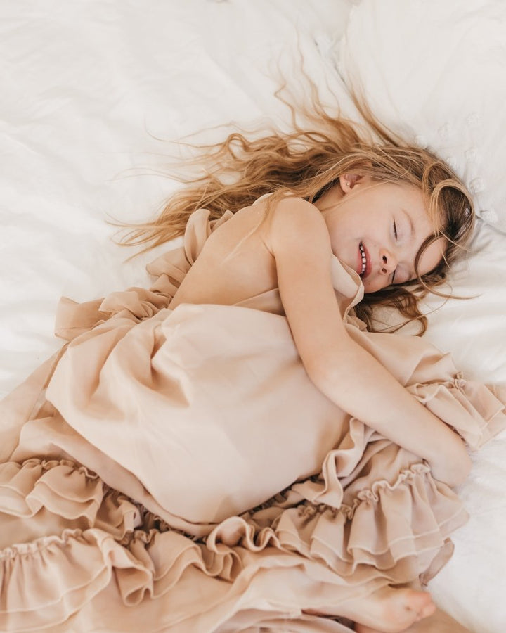 Nellie Ruffle Maxi Dress - Champagne - Chicaboo