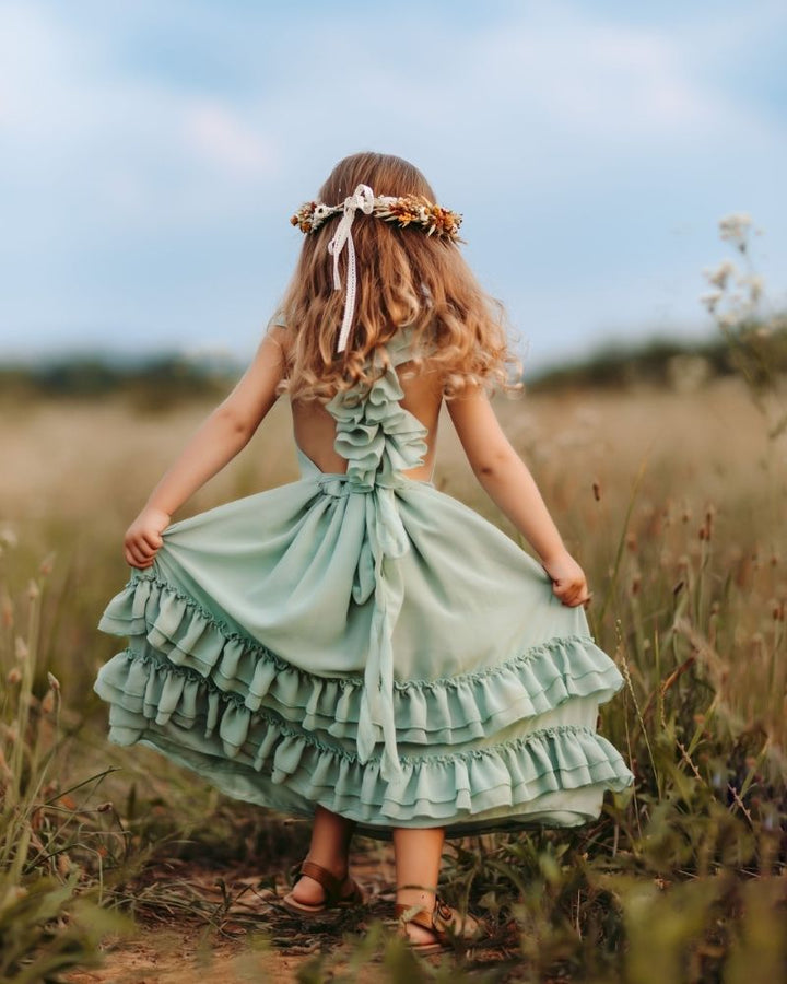 Nellie Ruffle Maxi Dress - Sage - Chicaboo