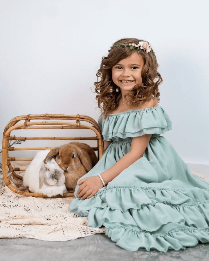 Nellie Ruffle Maxi Dress - Sage - Chicaboo