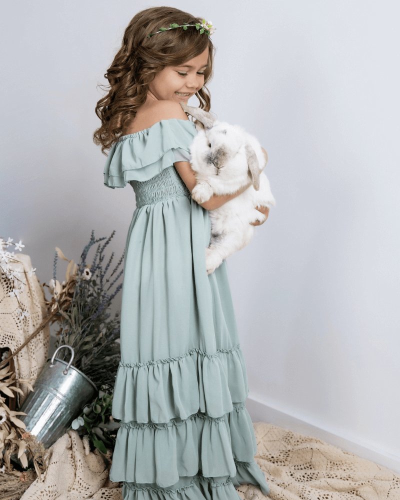 Nellie Ruffle Maxi Dress - Sage - Chicaboo