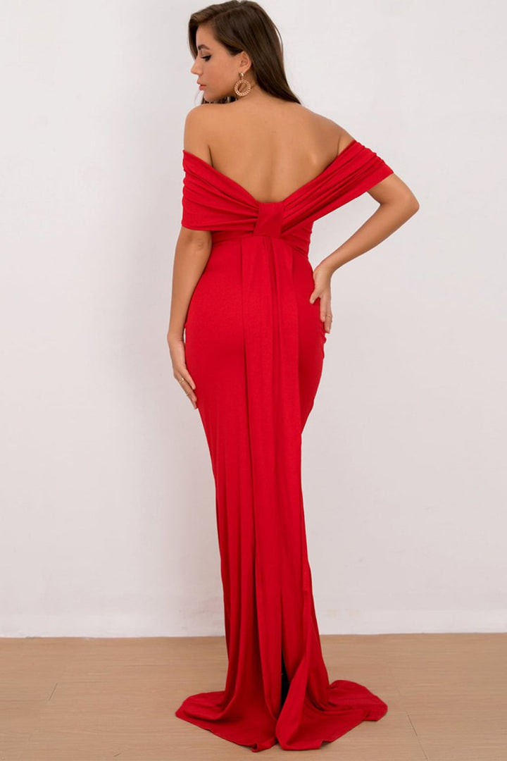 Off - Shoulder Floor Length Dress - Chicaboo