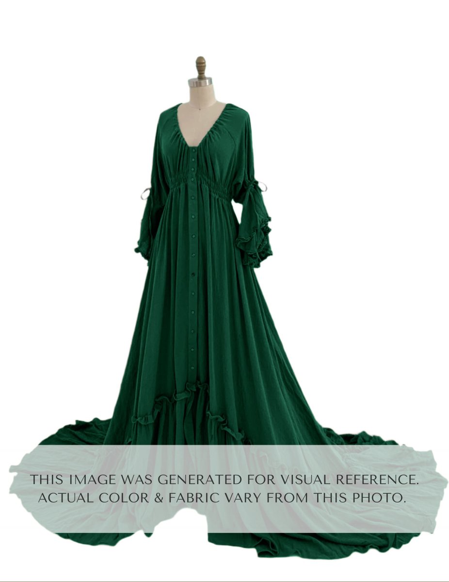 Soft Linen Aspen Gown in Evergreen - Chicaboo