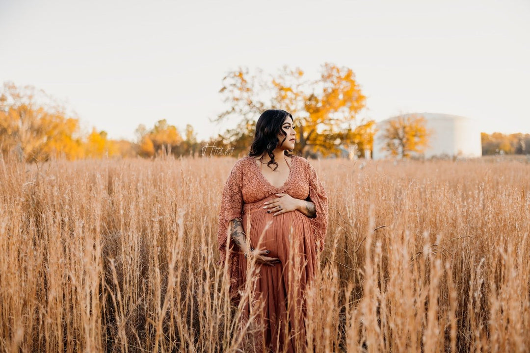 Spice Rayon Gauze {Hazel} Boho Maternity Gown (Size 4 - 16) - Chicaboo