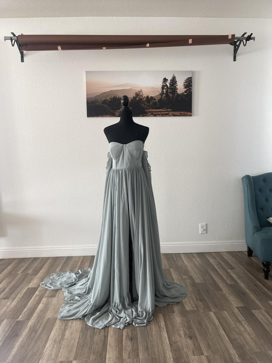 silver maternity photoshoot dress Off Shoulder Maternity Dress for Photoshoot Pregnancy Women Maternity Gown yewendress